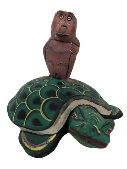 BALINESE HAND CARVED MONKEY / TURTLE SCULPTURE 10" (1 of 5)