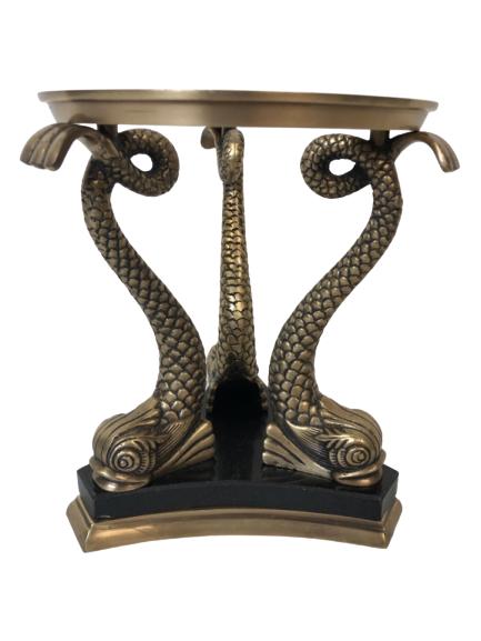 VINTAGE TRIPLE KOI FISH BRASS PLANTER STAND 8" (1 of 5)