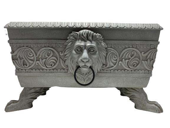 VTG GREY CERAMIC LION DECORATIVE BOX SCUPLTURE (1 of 5)
