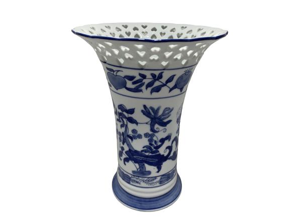 VTG FORMALITIES BY BAUM BROS BLUE WHITE VASE (1 of 2)