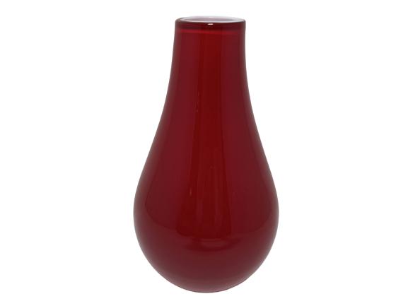 CRATE AND BARREL RED GLASS LUCY VASE: CRATE AND BARREL RED GLASS LUCY VASE - MADE IN POLAND