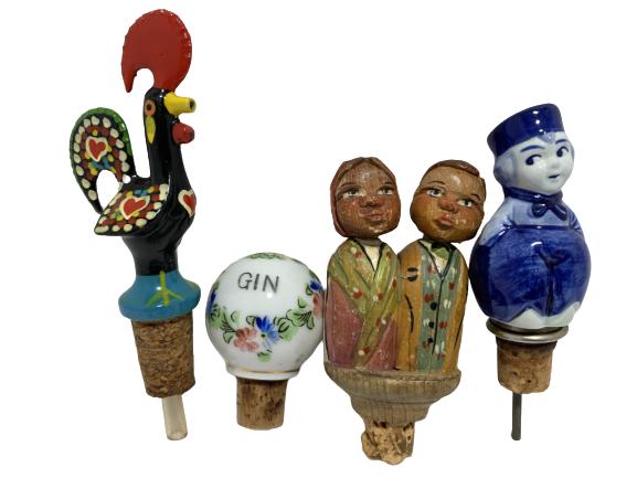 VTG NOVELTY BOTTLE STOPPERS LOT OF 4 (1 of 2)