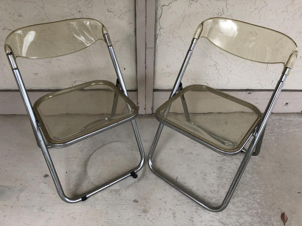 VTG MODERN LUCITE FOLDING CHAIRS SET OF 2 (1 of 5)