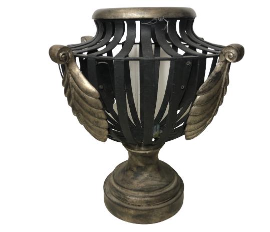 VTG METALLIC LEAF IRON VASE DECORATIVE PIECE (1 of 5)