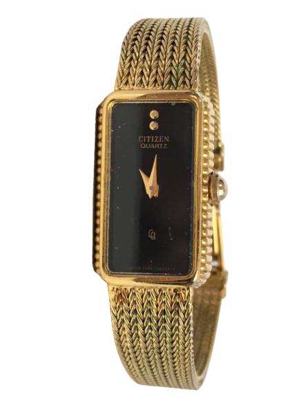 VINTAGE CITIZEN GOLD & BLACK WOMENS WATCH 6" (1 of 4)