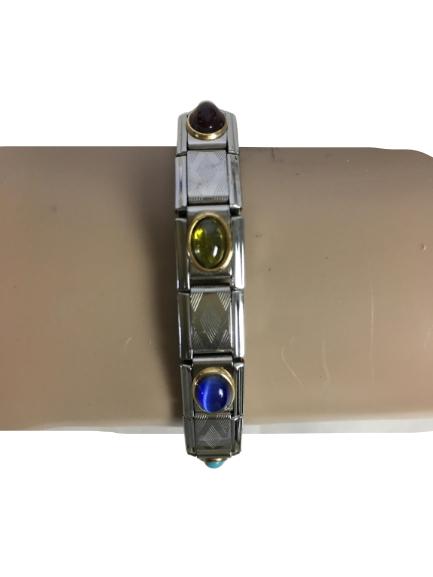 VTG ZOPPINI S. STEEL STRETCH BRACELET W/ GEMSTONES (1 of 3)