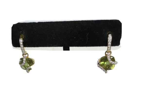 VTG STERLING & RHINESTONE EARRINGS W/ GREEN STONE (1 of 3)