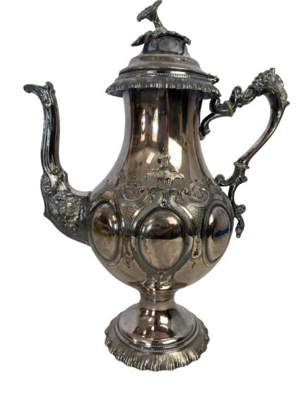 VINTAGE SILVER PLATE COFFEE POT STAMPED 1856 (1 of 8)