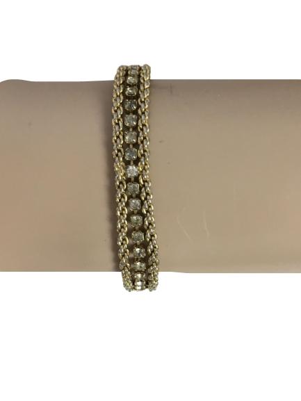 VTG GOLD & CRYSTAL DELICATE CHAIN BRACELET (1 of 2)