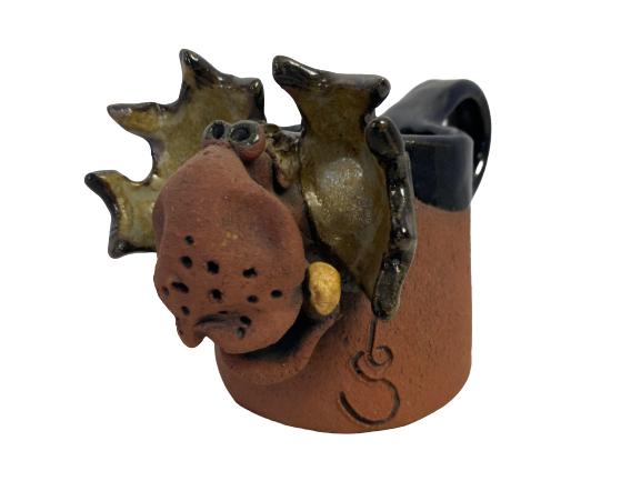 VTG CLAY MOOSE MUG SIGNED "BOB SOUVORIN 1986: VTG CLAY MOOSE MUG SIGNED "BOB SOUVORIN 1986