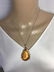 VINTAGE STERLING SILVER NECKLACE W/ AMBER PENDANT