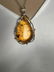 VINTAGE STERLING SILVER NECKLACE W/ AMBER PENDANT - 2