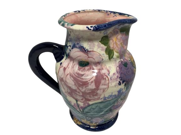LESAL PINK AND BLUE FLORAL CERAMIC PITCHER (1 of 4)