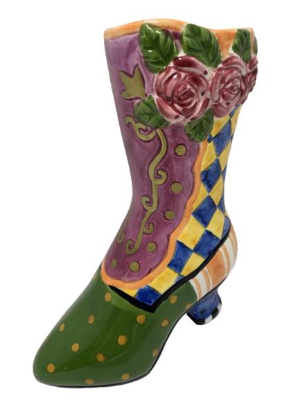 VTG COLORFUL VICTORIAN STYLE CERAMIC BOOT DECOR: VTG COLORFUL VICTORIAN STYLE CERAMIC BOOT DECOR