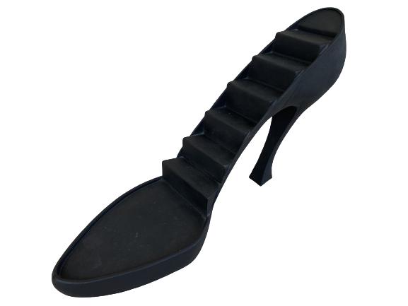 VTG LARGE BLACK HIGH HEEL SHOE DECOR PIECE 14.5" TALL: VTG LARGE BLACK HIGH HEEL SHOE DECOR PIECE - 14.5" TALL - HAS WHITE PAINT SPOT ON BACK - SEE PHOTOS