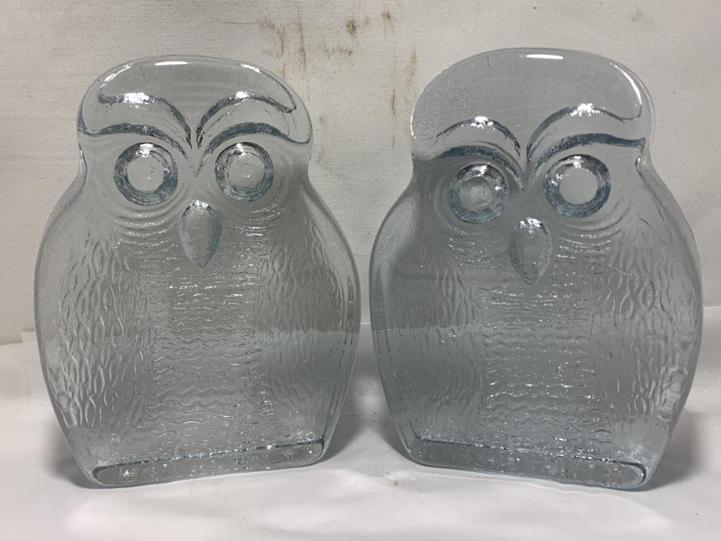 MID-CENTRUY MODERN 60S BLENKO OWL GLASS BOOKENDS (1 of 3)