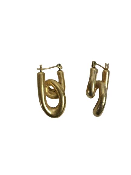VTG GOLD ABSTRACT PIERCED EARRINGS 1.25" (1 of 2)