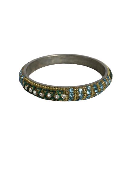 VTG GOLD  & MULTICOLOR RHINESTONE BANGLE 2.75" (1 of 2)