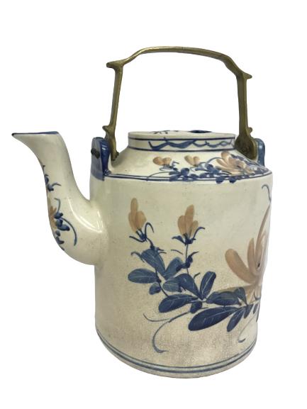 CERAMIC BLUE & WHITE FLORAL TEAPOT 12" TALL (1 of 4)