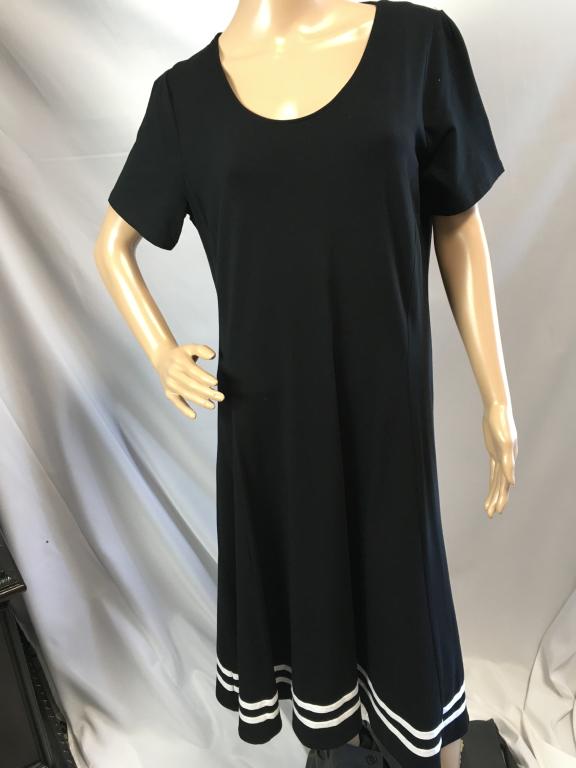 RALPH LAUREN COTTON BLACK W/ WHITE DRESS SIZE 1XG: RALPH LAUREN COTTON BLACK W/ WHITE DRESS SIZE 1XG