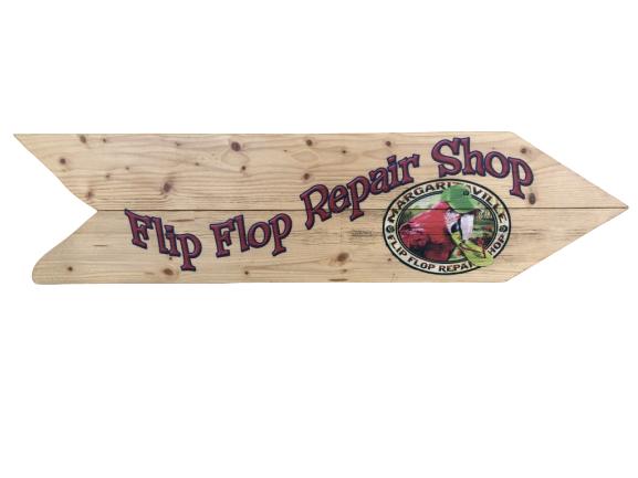 MARGARITAVILLE "FLIP FLOP REPAIR SHOP" WOOD ARROW (1 of 3)
