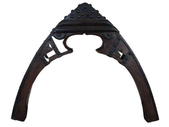 ANTIQUE DARK WOODEN FARM TOOL W METAL HARDWARE (1 of 4)