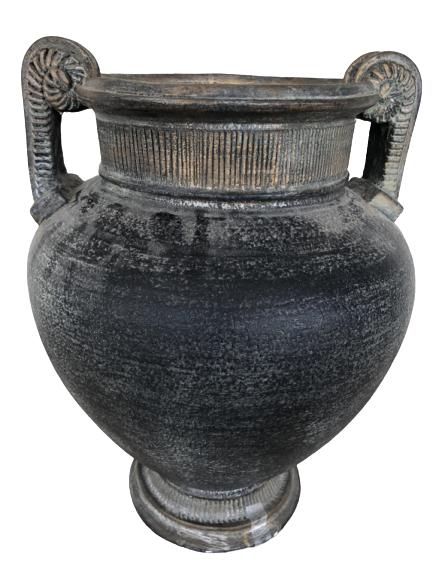 VTG RUSTIC METAL ROUNDED DECORATIVE PLANTER VASE (1 of 4)