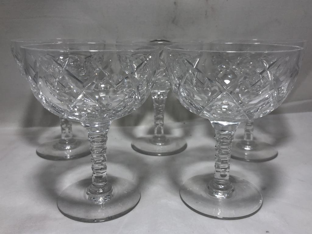 STUART CRYSTAL CHAMPAGNE GLASSES SET OF 5 (1 of 4)