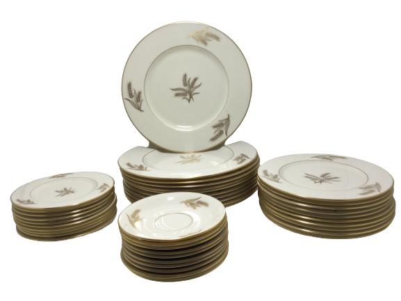 VTG LENOX "HARVEST" GOLD RIM VARIETY SIZE PLATES: VTG LENOX "HARVEST" GOLD RIM VARIETY SIZE PLATES