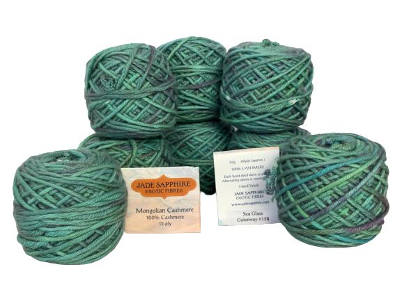 100% CASHMERE YARN 12PLY SEA GLASS GREEN 480 YARDS: 100% CASHMERE YARN 12PLY SEA GLASS GREEN 480 YARDS-8 60 YARD ROLLS-SEA GLASS GREEN-JADE SAPPHIRE BRAND 100% MONGOLIAN