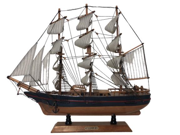 CLIPPER NAUTICAL WOODEN DISPLAY SHIP 17.5" TALL: CLIPPER NAUTICAL WOODEN DISPLAY SHIP 17.5" TALL - 17.5" X 20"