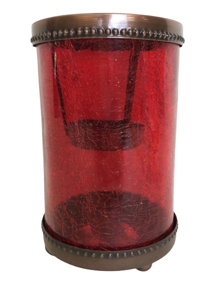 BRONZE RED CRACKLED GLASS TEA CANDLE HOLDER (1 of 5)