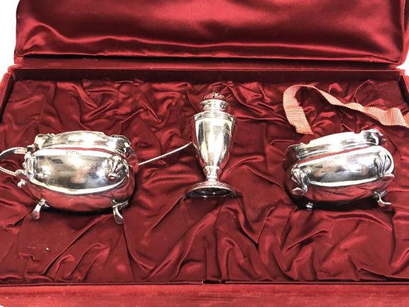 VTG SILVER & SILVER CONDIMENT SERVER SET IN BOX (1 of 11)