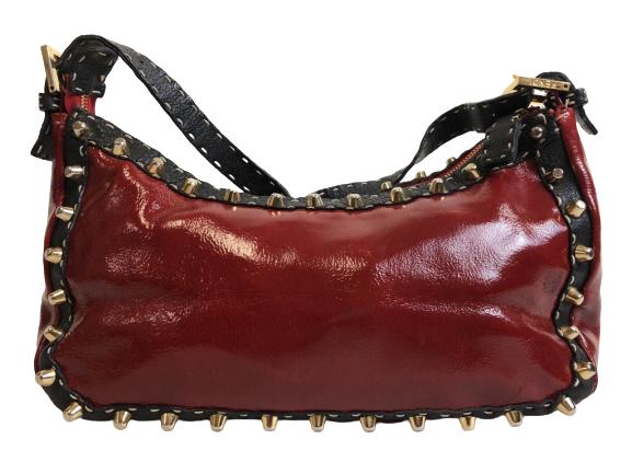 VINTAGE FENDI PATENT RED LEATHER STUDDED PURSE (1 of 10)