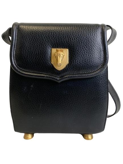 VINTAGE VICENZA DESIGNER BLK LEATHER  HANDBAG (1 of 8)