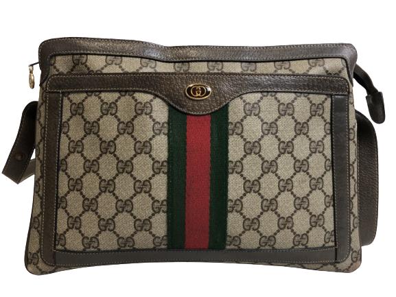 VTG GUCCI GG MONOGRAM W/ GREEN/ RED STRIPE HANDBAG (1 of 7)