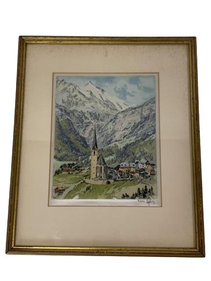 H. FIGURA AQUATINT ETCHING ON SATIN, FRAMED 13.5" (1 of 10)