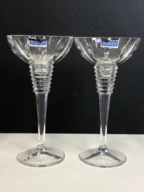 PAIR OF WATERFORDLEAD CRYSTAL CANDLE HOLDERS 8" (1 of 7)