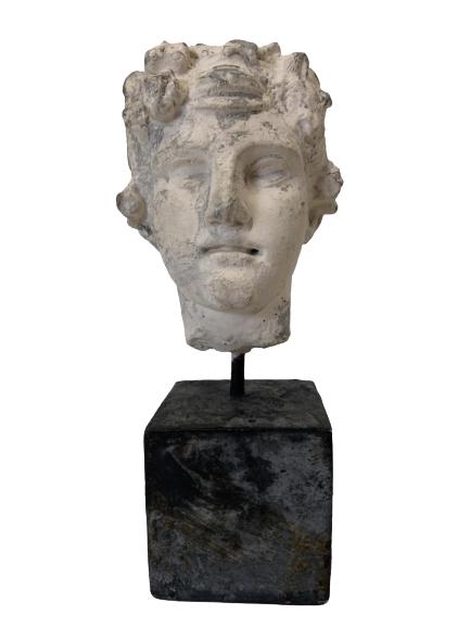 GREEK RELIC STYLE HEAD SCULPTURE ON STAND 9" (1 of 6)