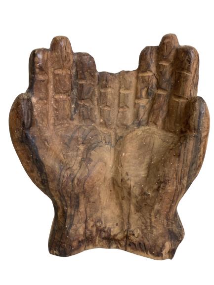 BALINESE WOOD CARVED OFFERING HANDS SCULPTURE 7.5" (1 of 4)