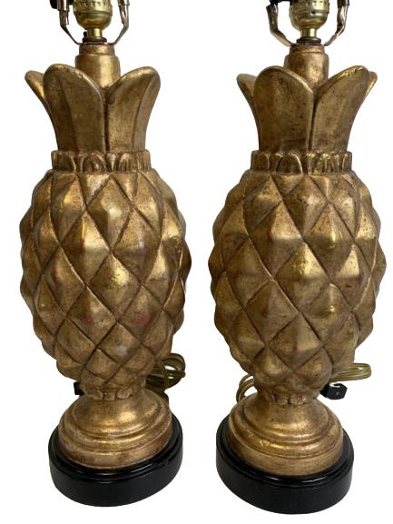 FRANCO TACCHI FLORENTINE GOLD LEAF PINEAPPLE LAMPS (1 of 9)