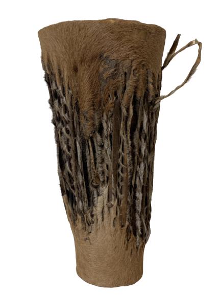 PRIMITIVE FUR HIDE COVERED HAND DRUM BONGO (1 of 5)