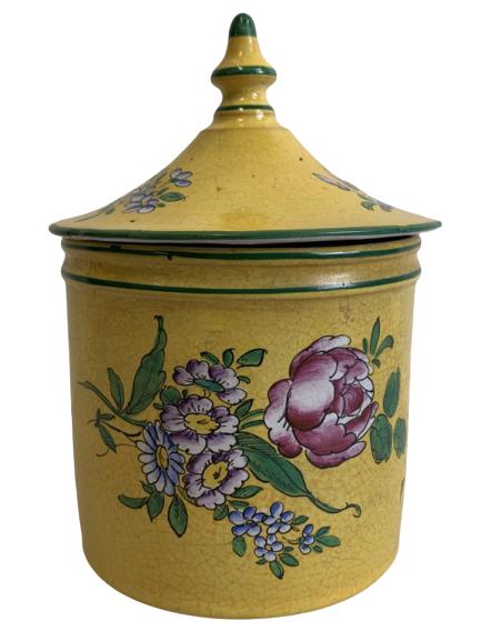 YELLOW WARE CRACKLE GLAZE LIDDED JAR FRANCE (1 of 7)