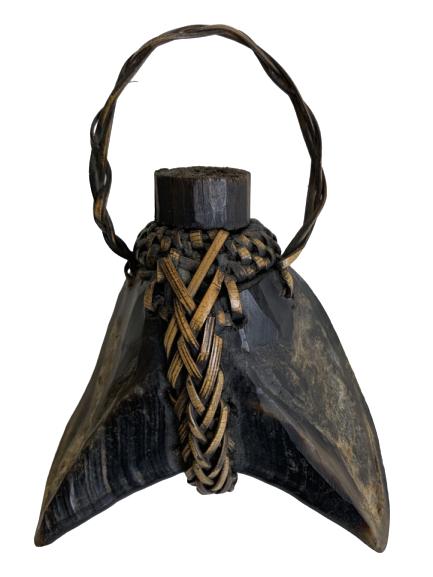 VTG TRIBAL HOOF & LEATHER MEDICINE HOLDER 5": VINTAGE TRIBAL HOOF AND LEATHER MEDICINE HOLDER 5" -VERY GOOD CONDITION