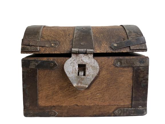 VTG DECORATIVE WOOD MINI TREASURE CHEST 3" (1 of 6)