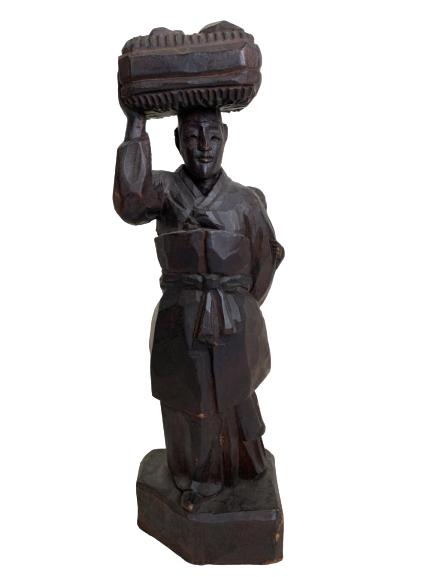 VINTAGE CARVED WOOD ASIAN STYLE WOOD STATUE 11.5" (1 of 5)