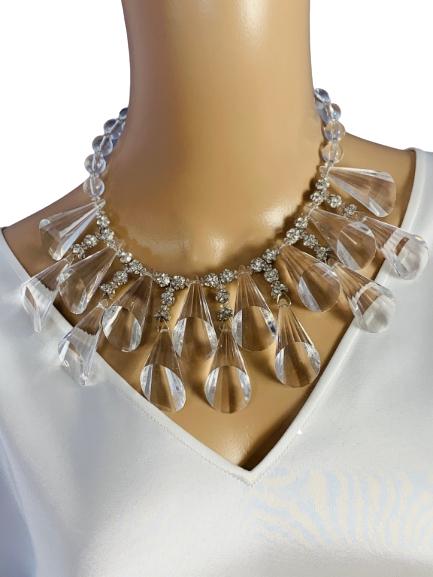 VTG JOAN RIVERS LUCITE & RHINESTONE NECKLACE 10" (1 of 5)