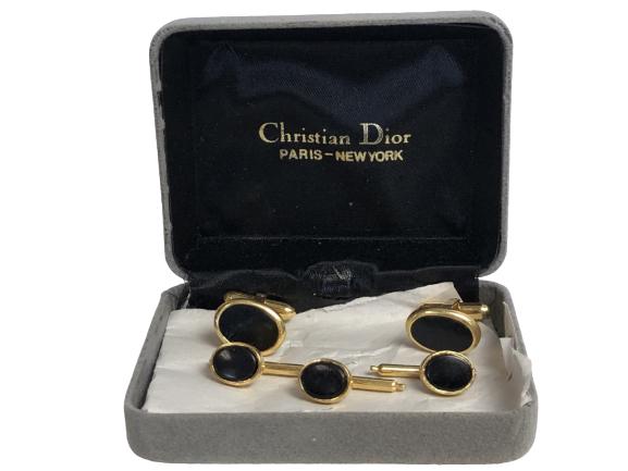 VTG CHRISTIAN DIOR GOLD & ONYX TUXEDO SET (1 of 4)