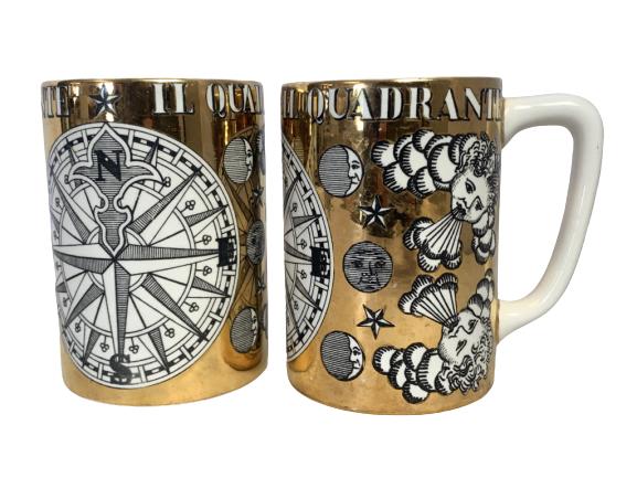 PAIR OF VTG FORNASETTI MILANO ITALIAN BEER MUGS 5" (1 of 9)