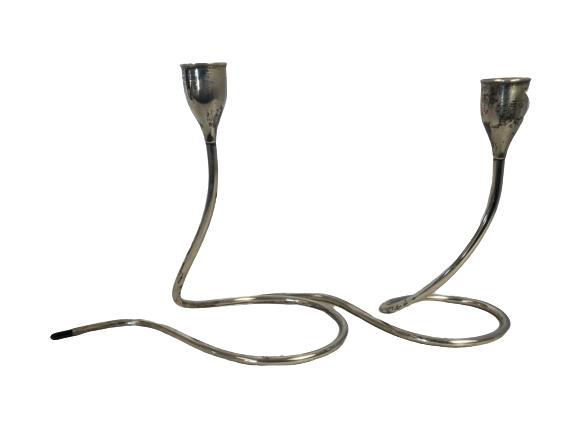 VTG PAIR OF TOWLE STERLING SERPENTINE CANDLESTICKS (1 of 9)